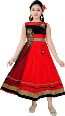 

Saarah Girls Midi/Knee Length Party Dress(Red, Sleeveless
