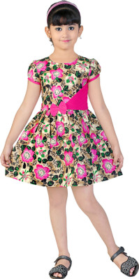 

Golden Girl Girls Midi/Knee Length Casual Dress(Multicolor, Fashion Sleeve, Pink