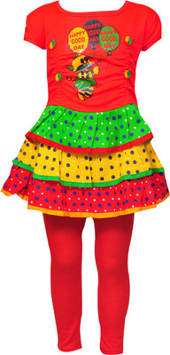 

Pari & Prince Girls Midi/Knee Length Casual Dress(Red, Half Sleeve