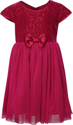 

Life by Shoppers Stop Girls Midi/Knee Length Party Dress(Maroon, Cap Sleeve, Plum