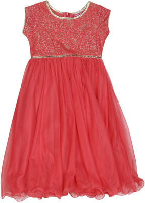 

BIBA girls Girls Midi/Knee Length Casual Dress(Pink, Cap Sleeve, Pnk