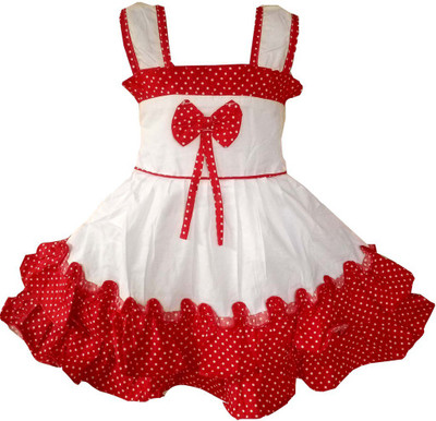 

All About Pink Girls Midi/Knee Length Party Dress(Red, Sleeveless