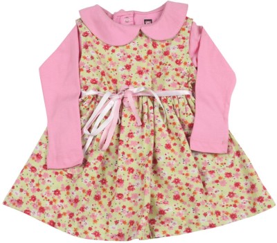 

612 League Girls Midi/Knee Length Casual Dress(Pink, Sleeveless, Light pink