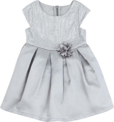 

Life by Shoppers Stop Girls Midi/Knee Length Casual Dress(Silver, Cap Sleeve