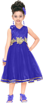 

Trendyy Girls Girls Midi/Knee Length Casual Dress(Blue, Sleeveless