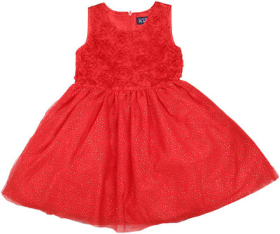 

The Children's Place Girls Midi/Knee Length Casual Dress(Red, Sleeveless, 1271
