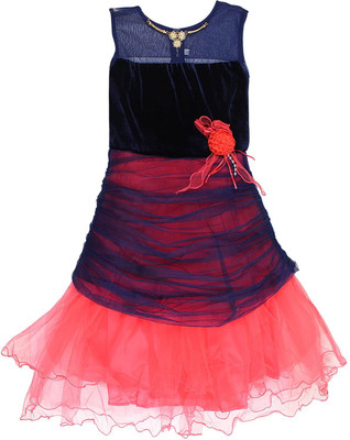 

Arshia Fashions Girl's Midi/Knee Length Party Dress(Multicolor, Sleeveless