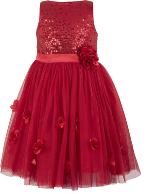 

Toy Balloon Kids Girls Midi/Knee Length Party Dress(Red, Sleeveless