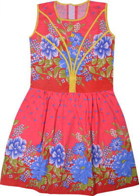 

Fashionitz Girls Midi/Knee Length Casual Dress(Red, Sleeveless
