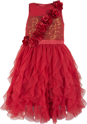 

Toy Balloon Kids Girls Midi/Knee Length Party Dress(Red, Sleeveless