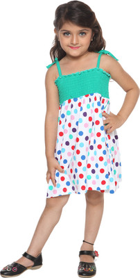 

Lil Orchids Girls Midi/Knee Length Casual Dress(Green, Noodle strap