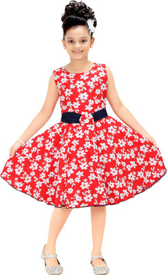 

Trendy Girls Girls Midi/Knee Length Casual Dress(Red, Sleeveless