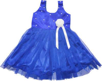 

MVD Fashion Girls Midi/Knee Length Party Dress(Blue, Sleeveless