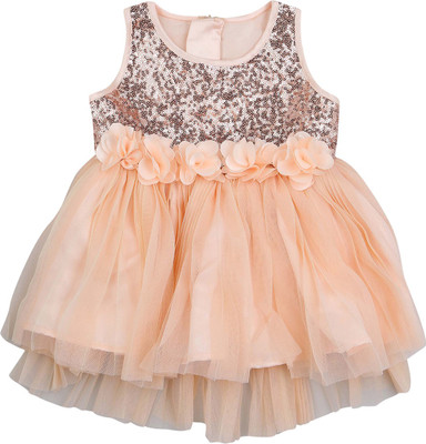 

Life by Shoppers Stop Girls Midi/Knee Length Party Dress(Pink, Sleeveless, Peach