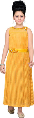 

Hunny Bunny Girls Maxi/Full Length Party Dress(Yellow, Sleeveless, Mustard