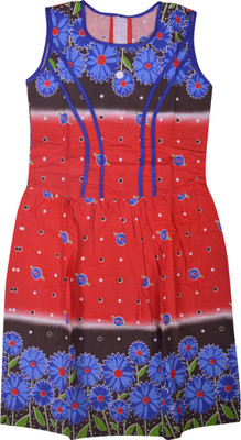 

Fashionitz Girls Midi/Knee Length Casual Dress(Red, Sleeveless