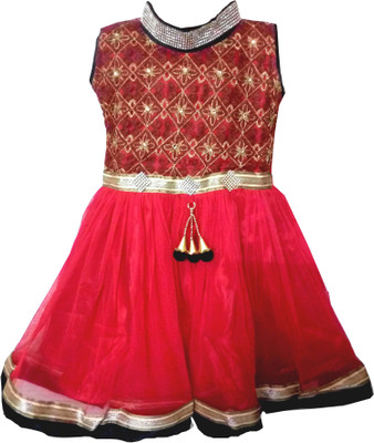 

All About Pink Girls Maxi/Full Length Party Dress(Red, Sleeveless