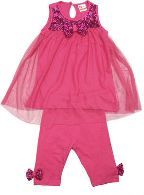 

612 League Girls Midi/Knee Length Casual Dress(Pink, Sleeveless, Fuschia