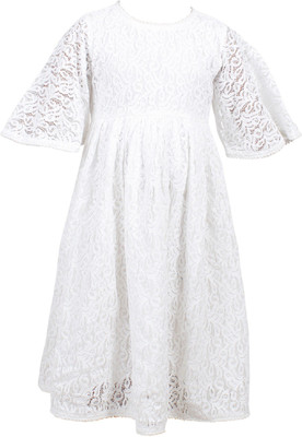 

Trmpi Girls Midi/Knee Length Party Dress(White, Half Sleeve