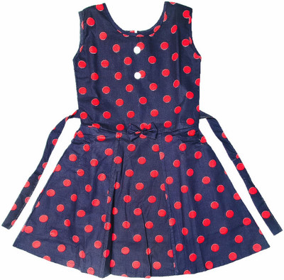 

Cuddlezz Midi/Knee Length Casual Dress(Dark Blue, Sleeveless, Dark blue & red