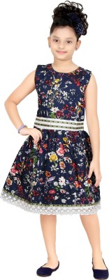 

Trendyy Girls Girls Midi/Knee Length Party Dress(Multicolor, Sleeveless, Blue