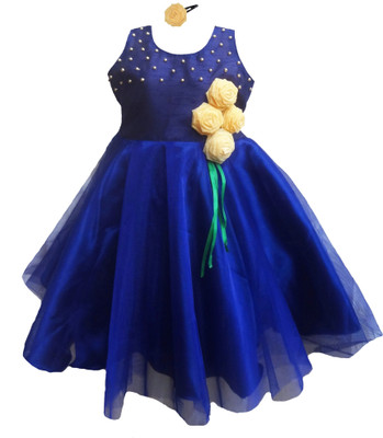 

MVD Fashion Girls Midi/Knee Length Party Dress(Blue, Sleeveless, Navi