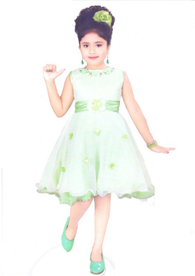 

Hey Baby Girls Mini/Short Party Dress(Light Green, Sleeveless
