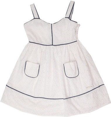

US Polo Kids Girls Mini/Short Casual Dress(White, Sleeveless