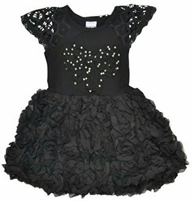 

A.R.Fashion Girls Midi/Knee Length Party Dress(Black, Cap Sleeve