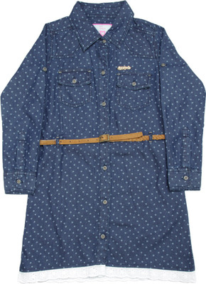 

612 League Girls Mini/Short Casual Dress(Dark Blue, Full Sleeve