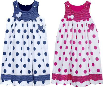 

Bella Moda Girls Midi/Knee Length Casual Dress(Multicolor, Sleeveless)