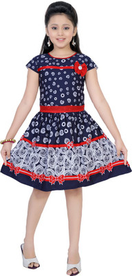 

Saarah Girls Midi/Knee Length Casual Dress(Blue, Sleeveless