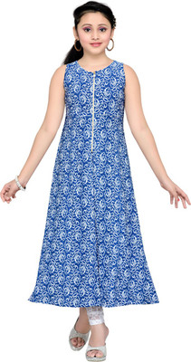 

Hunny Bunny Girls Maxi/Full Length Casual Dress(Blue, Sleeveless, Royal blue
