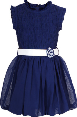 

Naughty Ninos Girls Midi/Knee Length Casual Dress(Dark Blue, Sleeveless