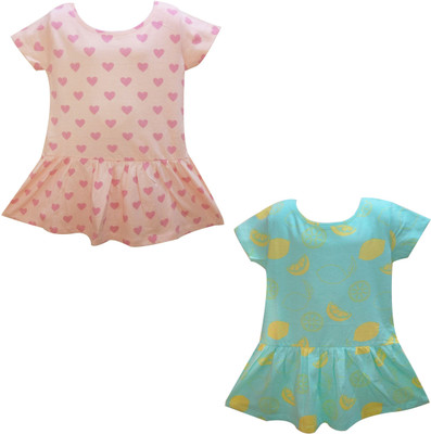 

Fashionitz Girls Midi/Knee Length Casual Dress(Multicolor, Half Sleeve)