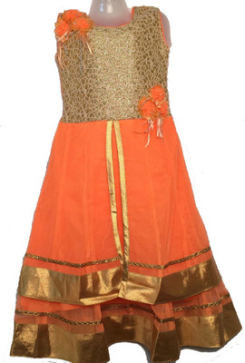 

Carat Candy & Co. Girls Maxi/Full Length Party Dress(Gold, Sleeveless, Orange