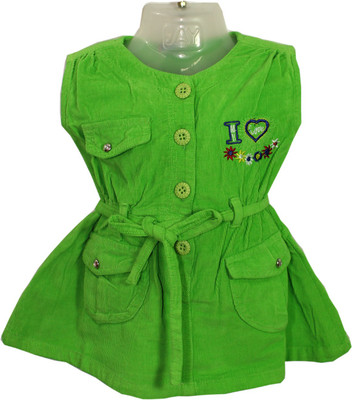 Kid's Care Girls Mini/Short Party Dress(Green, Sleeveless)