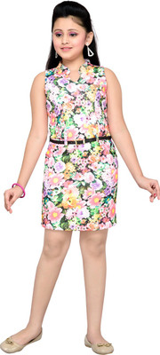 

Hunny Bunny Girls Mini/Short Casual Dress(Multicolor, Sleeveless, Coral