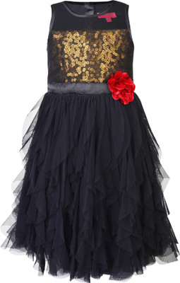 

Toy Balloon Kids Girls Maxi/Full Length Party Dress(Black, Sleeveless
