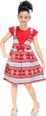 

Trendy Girls Girls Midi/Knee Length Party Dress(Red, Cap Sleeve