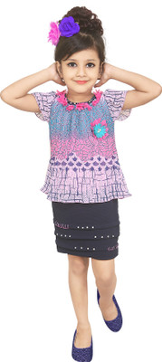 

Golden Girl Girls Midi/Knee Length Casual Dress(Pink, Fashion Sleeve