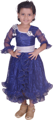 

Fashionitz Girls Midi/Knee Length Party Dress(Blue, Sleeveless