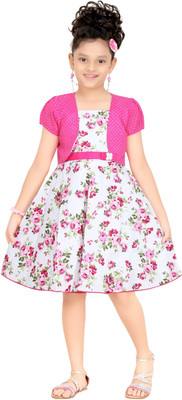 

Trendy Girls Girls Midi/Knee Length Party Dress(Pink, Cap Sleeve