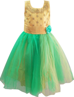 

Fashionitz Girls Midi/Knee Length Party Dress(Green, Sleeveless
