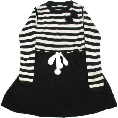 

612 League Girls Midi/Knee Length Casual Dress(Black, Full Sleeve
