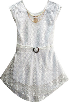 

Fashionitz Girls Midi/Knee Length Party Dress(White, Half Sleeve