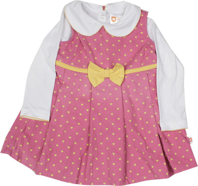 

612 League Girls Mini/Short Casual Dress(Pink, Full Sleeve