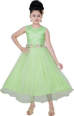 

Saarah Girls Midi/Knee Length Party Dress(Green, Sleeveless