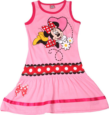 

Disney Minnie Girls Midi/Knee Length Casual Dress(Pink, Sleeveless, Lt.pink