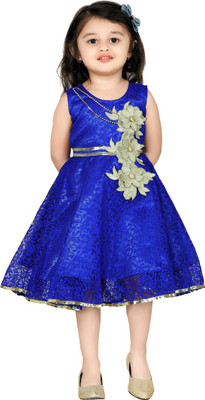 

Aarika Girls Midi/Knee Length Party Dress(Blue, Sleeveless